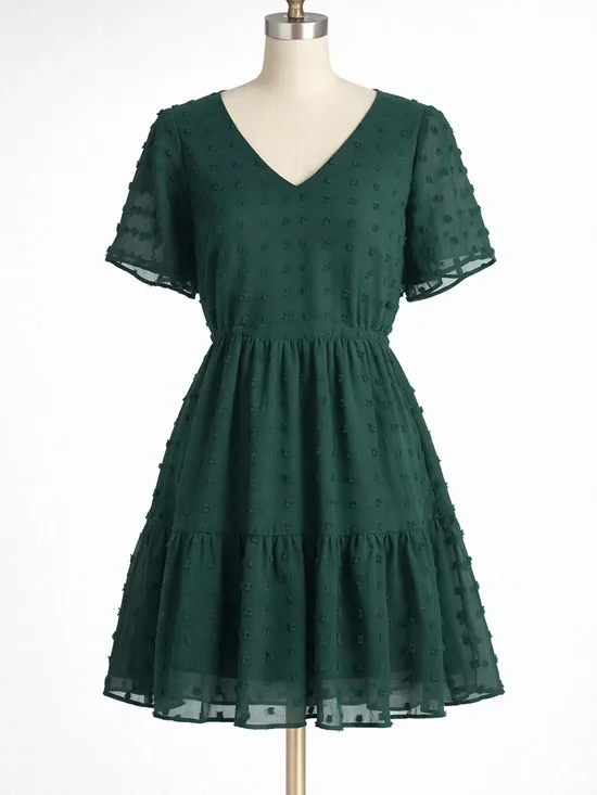 Kirundo Green Swiss Dot Babydoll Dress- Size M - Picture 1 of 4